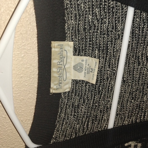 Vintage Tricots St. Raphael Patterned 100% Pure New Wool Houndstooth Cardigan M - Picture 4 of 5